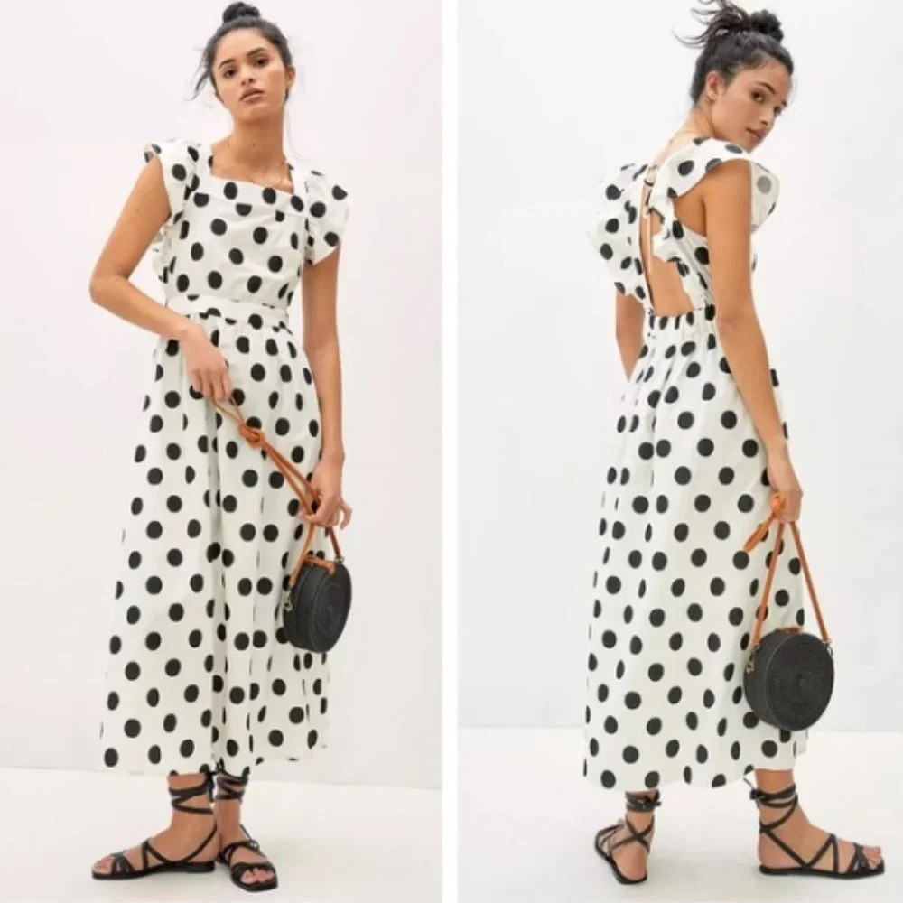 Anthropologie Amadi Polka Dot Maxi medium dress